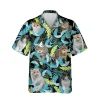 Funny Exotic Cat Hawaiian T-shirt, Green Aloha Shirts, Aloha Shirt For Mens, Womens