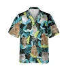 Cute Persian Cat Neon Leaves Hawaiian T-shirt, 3d Clothing For Men, Aloha Shirt For Mens, Womens