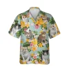 Exotic Kitty Pineapple Flowers Hawaii Shirt, Beach Outfit For Husband, Aloha Shirt For Mens, Womens