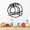 Fall Harvest Pumpkin Custom Family Name Metal Sign, Personalized Monogram Wall Metal Art