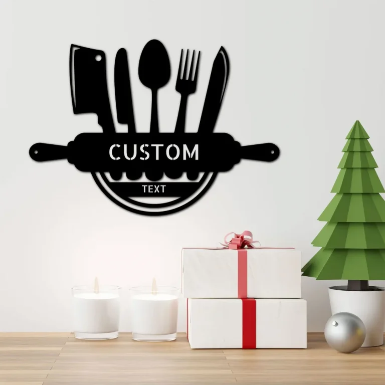 Kitchen Diner Custom Family Name Metal Sign, Personalized Monogram Wall ...