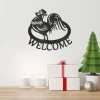 Welcome Rooster Custom Family Name Metal Sign, Personalized Monogram Wall Metal Art