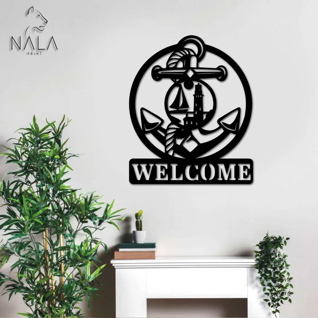 welcomesign2_1d3e1991-1f09-46df-ad7a-93b2d0752005.webp Anchor Welcome Metal Sign, Wall Hanging, Wall Art Decor, Front Porch Decor, Decorative Welcome Sign, Home Decor