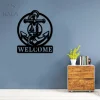 Anchor Welcome Metal Sign, Wall Hanging, Wall Art Decor, Front Porch Decor, Decorative Welcome Sign, Home Decor