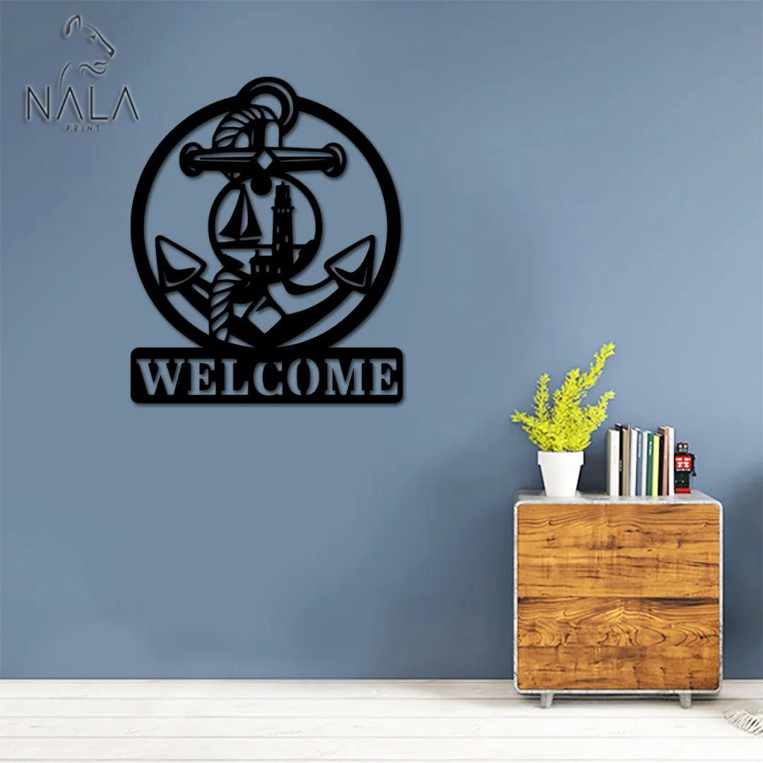 welcomesign3_98d47a56-5cfe-4c4e-97d6-de13d77e9210.webp Anchor Welcome Metal Sign, Wall Hanging, Wall Art Decor, Front Porch Decor, Decorative Welcome Sign, Home Decor