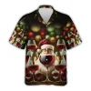 Christmas Wine Hawaiian Shirts For Men Women, Santa Claus Aloha Shirts, Hawaiian Summer Beach Shirts, Wine Button Down Short Sleeve Hawaiian Shirt