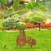 Rusted Rabbit Mom And Rabbit Kid Metal Garden Art, Bunnie Outdoor Gift For Mom