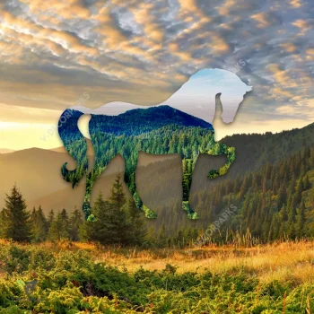 Horse And Mountainous Scene Color Metal Art, Horse Backyard Artwork