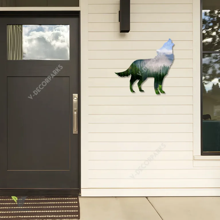 Wolf With Forest Inside Print Metal Art, Wolf Wild Animal Inner Decoration