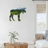 Moose And Forest, Mountain Scene Printed Metal Wall Art, Moose Iron Accent For Hunters