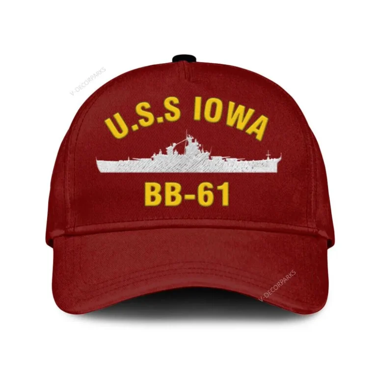 U.s.s Iowa Bb-61 Classic Cap, Custom Print/embroidered Us Navy Ships Classic Baseball Cap, Gift For Navy Veteran