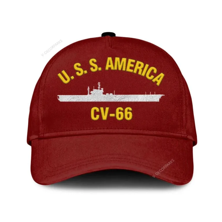 U.s.s. America Cv-66 Classic Cap, Custom Print/embroidered Us Navy Ships Classic Baseball Cap, Gift For Navy Veteran