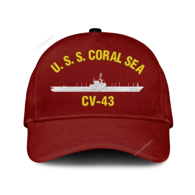 U.s.s. Coral Sea Cv-43 Classic Cap, Custom Print/embroidered Us Navy Ships Classic Baseball Cap, Gift For Navy Veteran