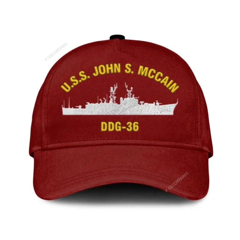 U.s.s. John S. Mccain Ddg 36 Classic Cap, Custom Print/embroidered Us Navy Ships Classic Baseball Cap, Gift For Navy Veteran