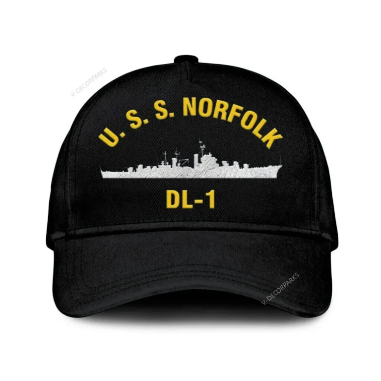 U.s.s. Norfolk Dl-1 Classic Cap, Custom Print/embroidered Us Navy Ships Classic Baseball Cap, Gift For Navy Veteran