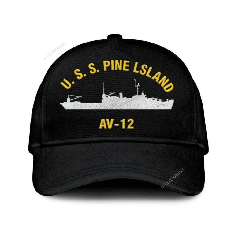 U.s.s. Pine Lsland. Av 12 Classic Cap, Custom Print/embroidered Us Navy Ships Classic Baseball Cap, Gift For Navy Veteran