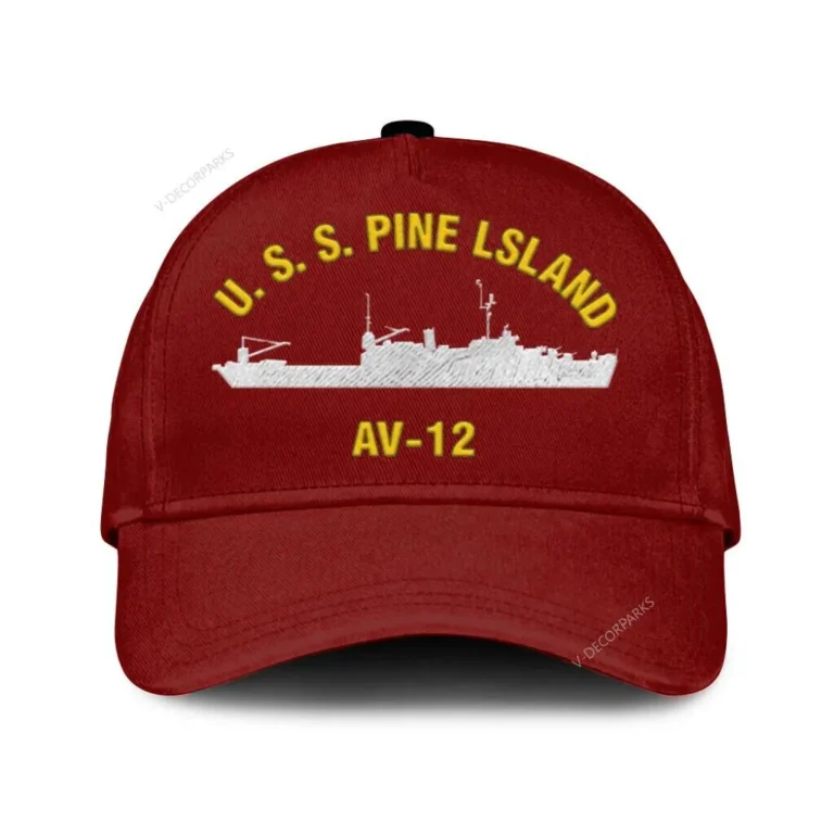 U.s.s. Pine Lsland. Av 12 Classic Cap, Custom Print/embroidered Us Navy Ships Classic Baseball Cap, Gift For Navy Veteran