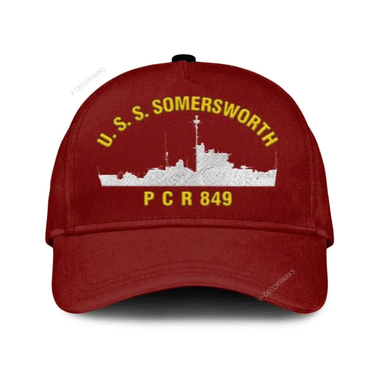 U.s.s. Somersworth P C R 849 Classic Cap, Custom Print/embroidered Us Navy Ships Classic Baseball Cap, Gift For Navy Veteran