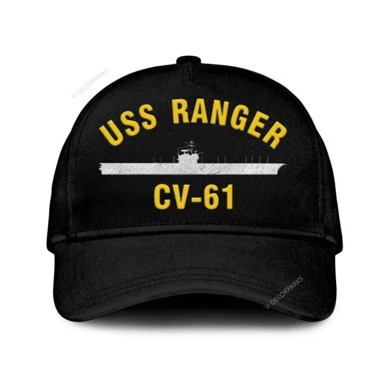 Uss Ranger Cv-61 Classic Cap, Custom Print/embroidered Us Navy Ships Classic Baseball Cap, Gift For Navy Veteran