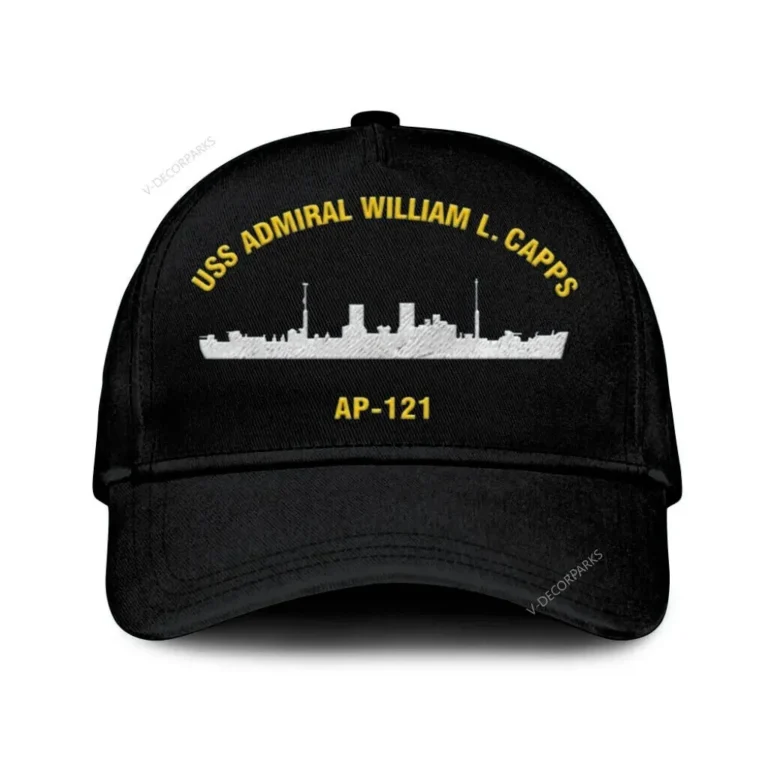 Uss Admiral William L. Capps Ap-121 Classic Cap, Custom Print/embroidered Us Navy Ships Classic Baseball Cap, Gift For Navy Veteran