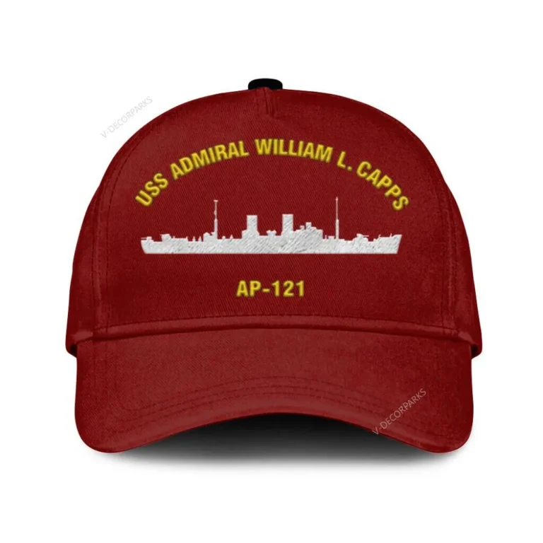 Uss Admiral William L. Capps Ap-121 Classic Cap, Custom Print/embroidered Us Navy Ships Classic Baseball Cap, Gift For Navy Veteran