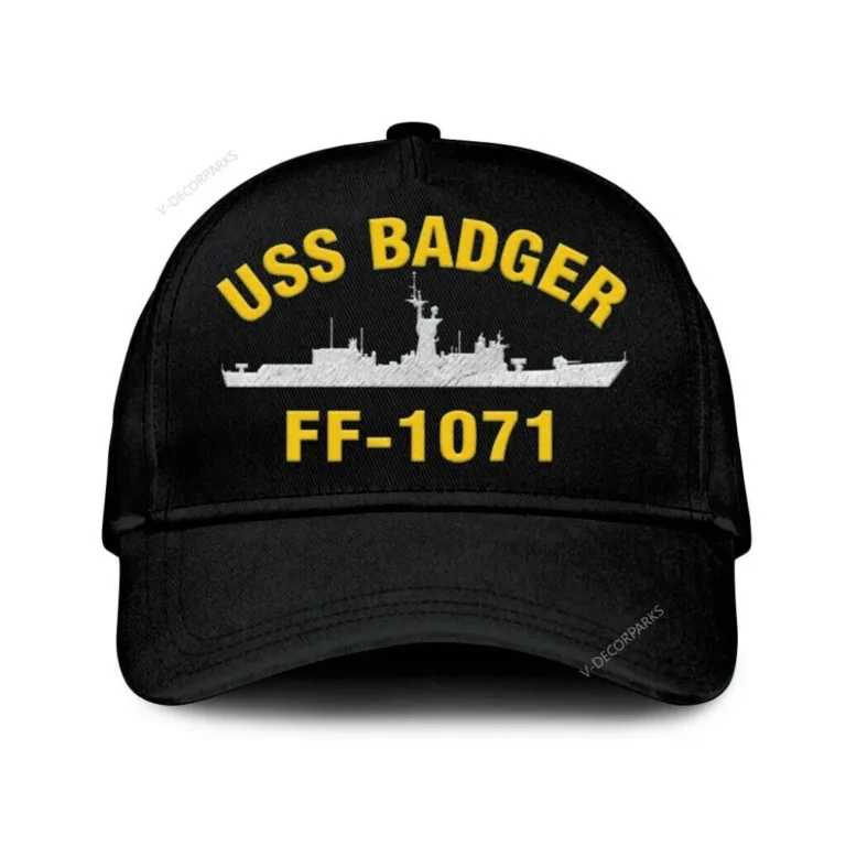 Uss Badger Ff-1071 Classic Cap, Custom Print/embroidered Us Navy Ships Classic Baseball Cap, Gift For Navy Veteran