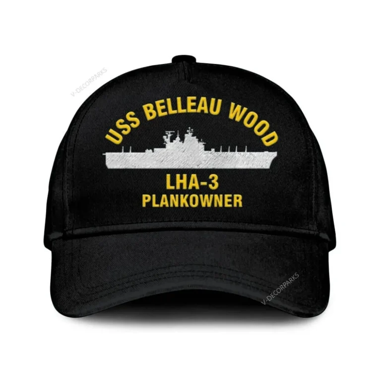 Uss Belleau Wood Lha-3 Plankowner Classic Cap, Custom Print/embroidered Us Navy Ships Classic Baseball Cap, Gift For Navy Veteran