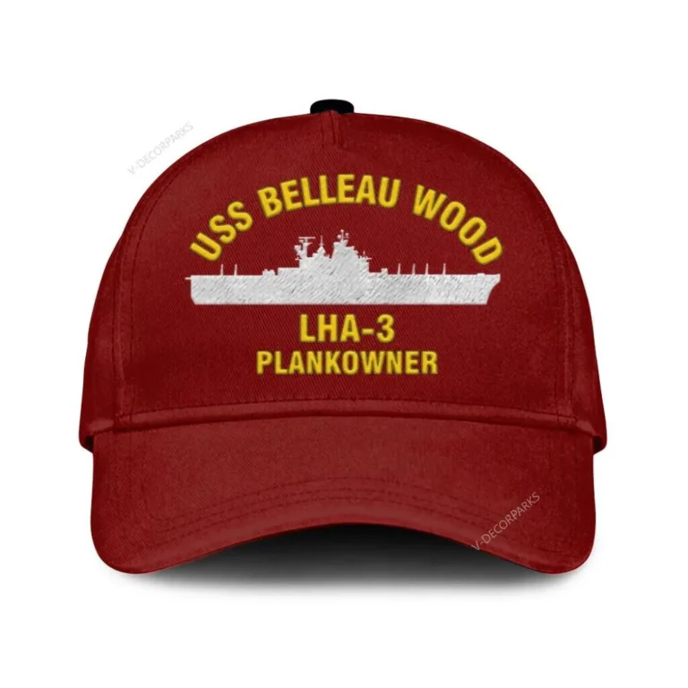 Uss Belleau Wood Lha-3 Plankowner Classic Cap, Custom Print/embroidered Us Navy Ships Classic Baseball Cap, Gift For Navy Veteran