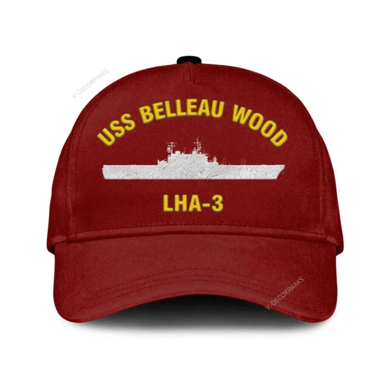 Uss Belleau Wood Lha-3 Classic Cap, Custom Print/embroidered Us Navy Ships Classic Baseball Cap, Gift For Navy Veteran