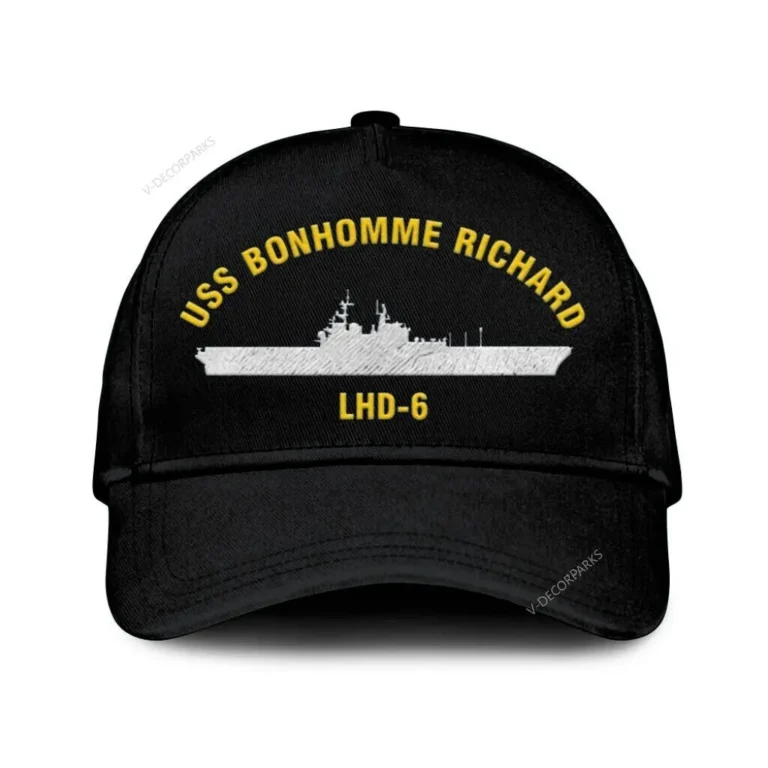 Uss Bonhomme Richard Lhd 6 Classic Cap, Custom Print/embroidered Us Navy Ships Classic Baseball Cap, Gift For Navy Veteran