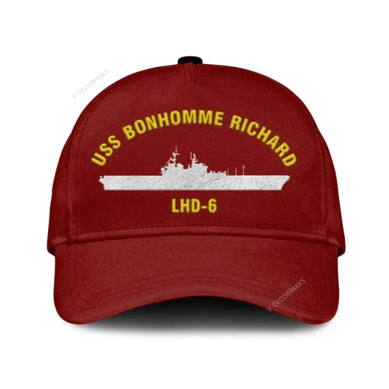 Uss Bonhomme Richard Lhd 6 Classic Cap, Custom Print/embroidered Us Navy Ships Classic Baseball Cap, Gift For Navy Veteran