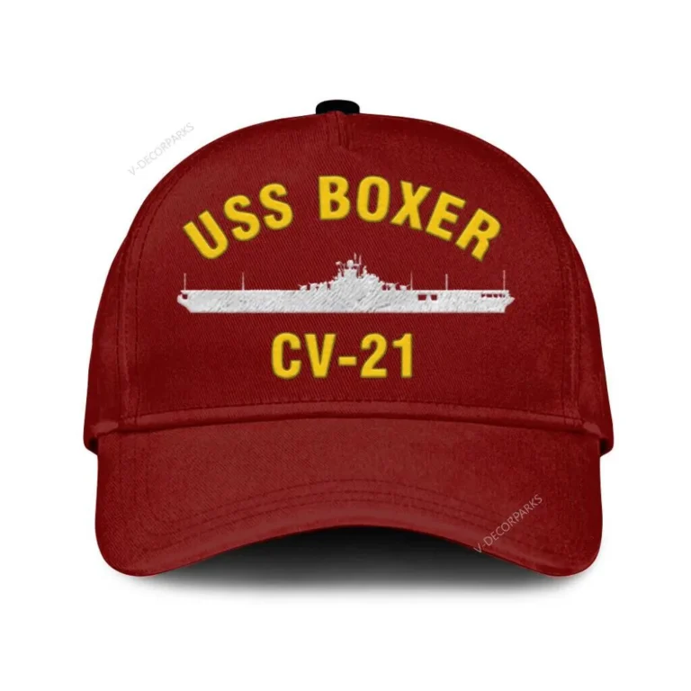 Uss Boxer Cv-21 Classic Cap, Custom Print/embroidered Us Navy Ships Classic Baseball Cap, Gift For Navy Veteran