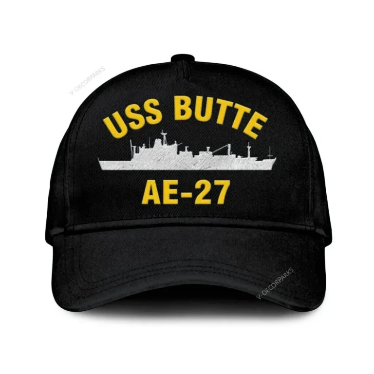 Uss Butte Ae-27 Classic Cap, Custom Print/embroidered Us Navy Ships Classic Baseball Cap, Gift For Navy Veteran