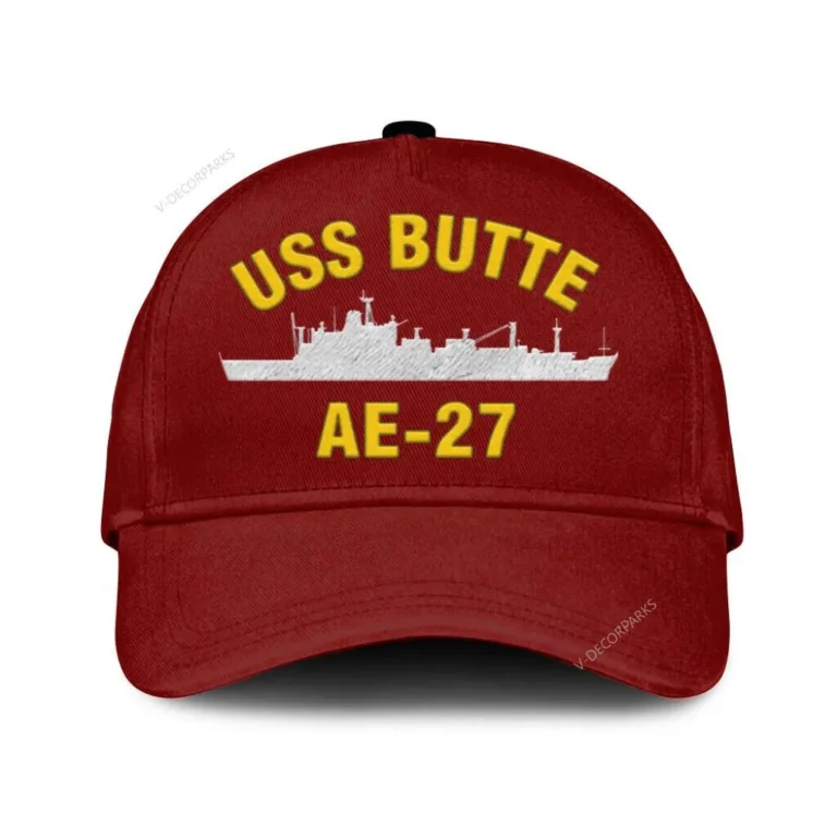 Uss Butte Ae-27 Classic Cap, Custom Print/embroidered Us Navy Ships Classic Baseball Cap, Gift For Navy Veteran