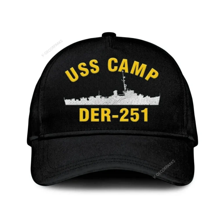 Uss Camp Der-251 Classic Cap, Custom Print/embroidered Us Navy Ships Classic Baseball Cap, Gift For Navy Veteran