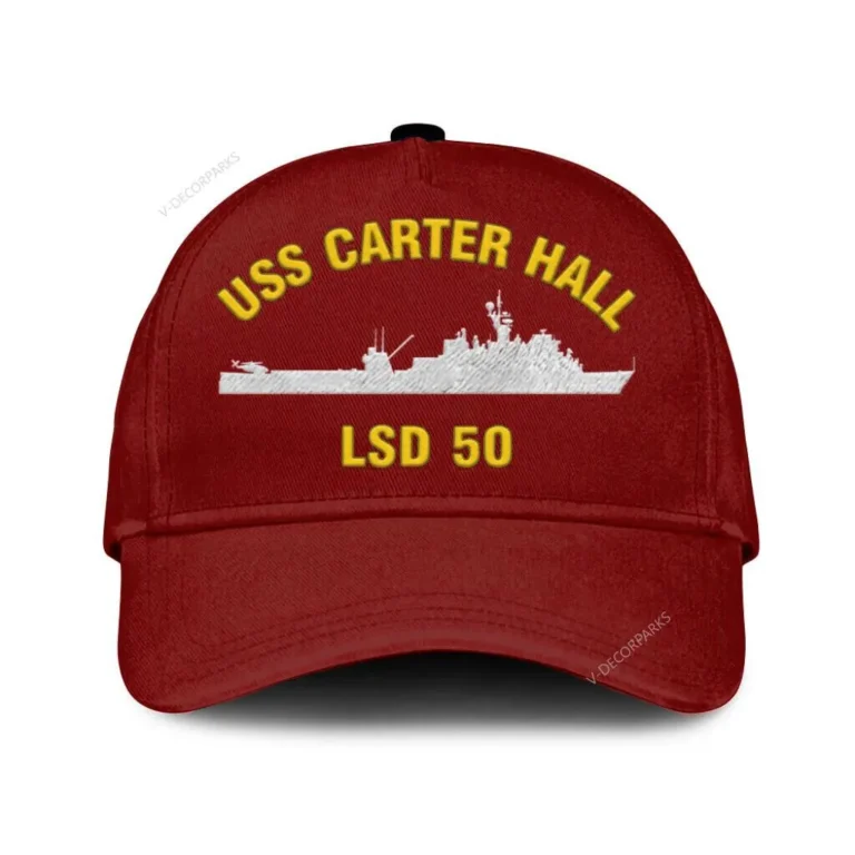 Uss Carter Hall Lsd 50 Classic Cap, Custom Print/embroidered Us Navy Ships Classic Baseball Cap, Gift For Navy Veteran
