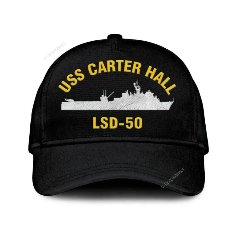 Uss Carter Hall Lsd-50 Classic Cap, Custom Print/embroidered Us Navy Ships Classic Baseball Cap, Gift For Navy Veteran
