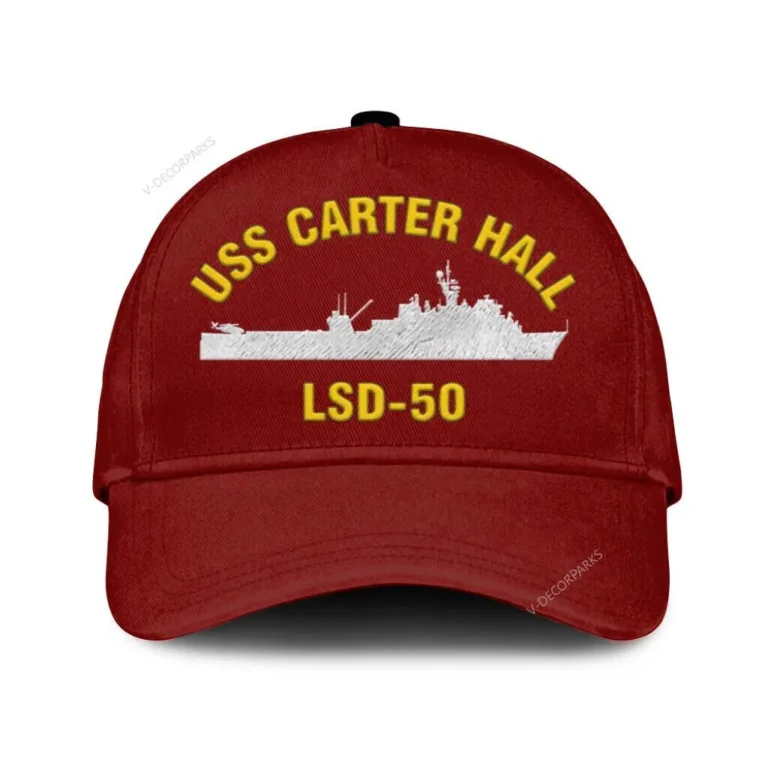 Uss Carter Hall Lsd-50 Classic Cap, Custom Print/embroidered Us Navy Ships Classic Baseball Cap, Gift For Navy Veteran