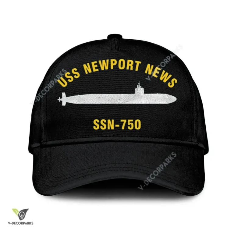 Uss Newport News Ssn-750 V2 Classic Baseball Cap Gift For Navy Veteran, Custom Print/embroidered Us Navy Ships Classic Cap