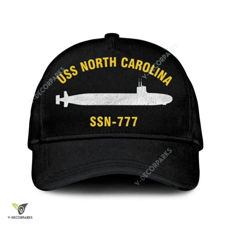 Uss North Carolina Ssn 777 Classic Baseball Cap Gift For Navy Veteran, Custom Print/embroidered Us Navy Ships Classic Cap