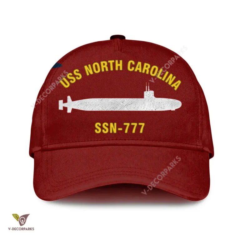 Uss North Carolina Ssn 777 Classic Baseball Cap Gift For Navy Veteran, Custom Print/embroidered Us Navy Ships Classic Cap