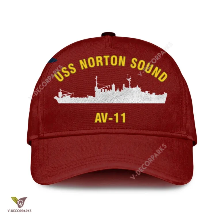 Uss Norton Sound Av-11 Classic Baseball Cap Gift For Navy Veteran, Custom Print/embroidered Us Navy Ships Classic Cap