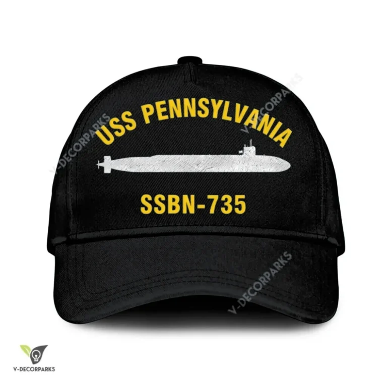 Uss Pennsylvania Ssbn-735 Classic Baseball Cap Gift For Navy Veteran, Custom Print/embroidered Us Navy Ships Classic Cap