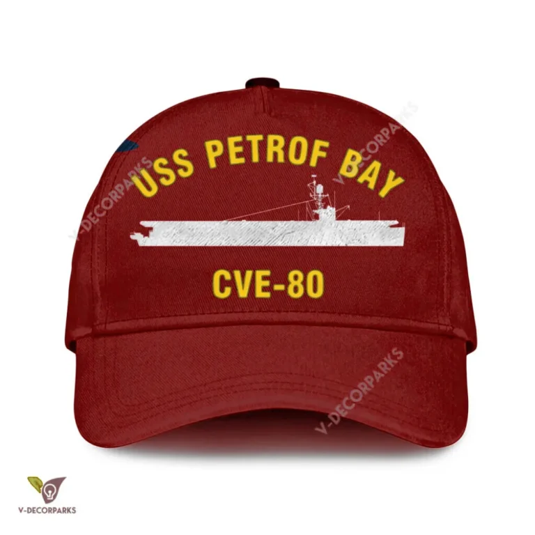 Uss Petrof Bay Cve-80 Classic Baseball Cap Gift For Navy Veteran, Custom Print/embroidered Us Navy Ships Classic Cap
