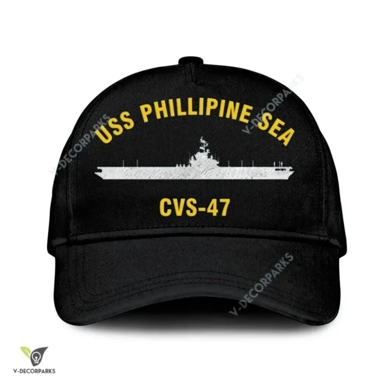 Uss Phillipine Sea Cvs-47 Classic Baseball Cap Gift For Navy Veteran, Custom Print/embroidered Us Navy Ships Classic Cap