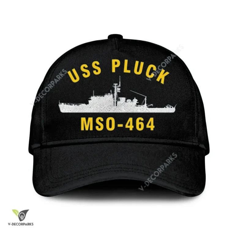 Uss Pluck Mso 464 Classic Baseball Cap Gift For Navy Veteran, Custom Print/embroidered Us Navy Ships Classic Cap