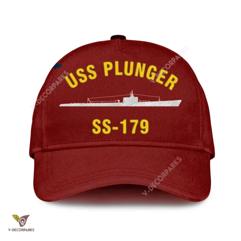 Uss Plunger Ss-179 Classic Baseball Cap Gift For Navy Veteran, Custom Print/embroidered Us Navy Ships Classic Cap