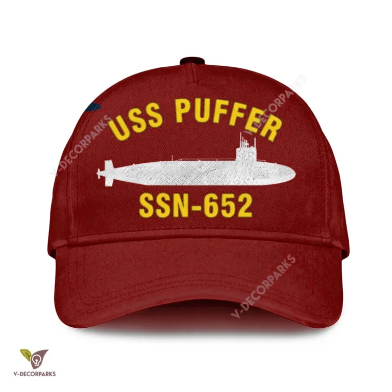 Uss Puffer Ssn-652 Classic Baseball Cap Gift For Navy Veteran, Custom Print/embroidered Us Navy Ships Classic Cap