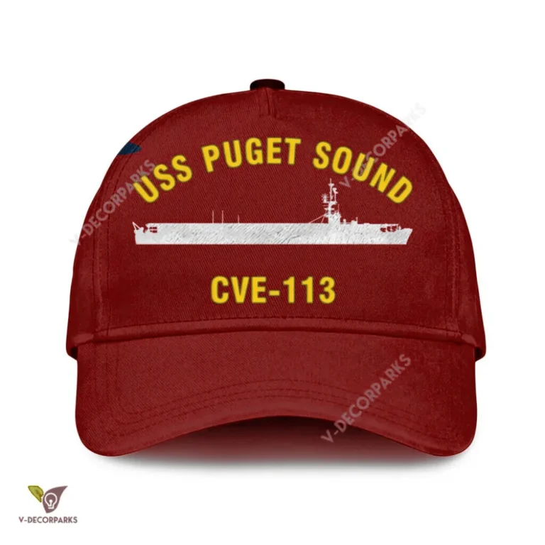 Uss Puget Sound Cve-113 Classic Baseball Cap Gift For Navy Veteran, Custom Print/embroidered Us Navy Ships Classic Cap