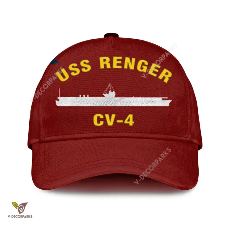 Uss Ranger Cv-4 Classic Baseball Cap Gift For Navy Veteran, Custom Print/embroidered Us Navy Ships Classic Cap